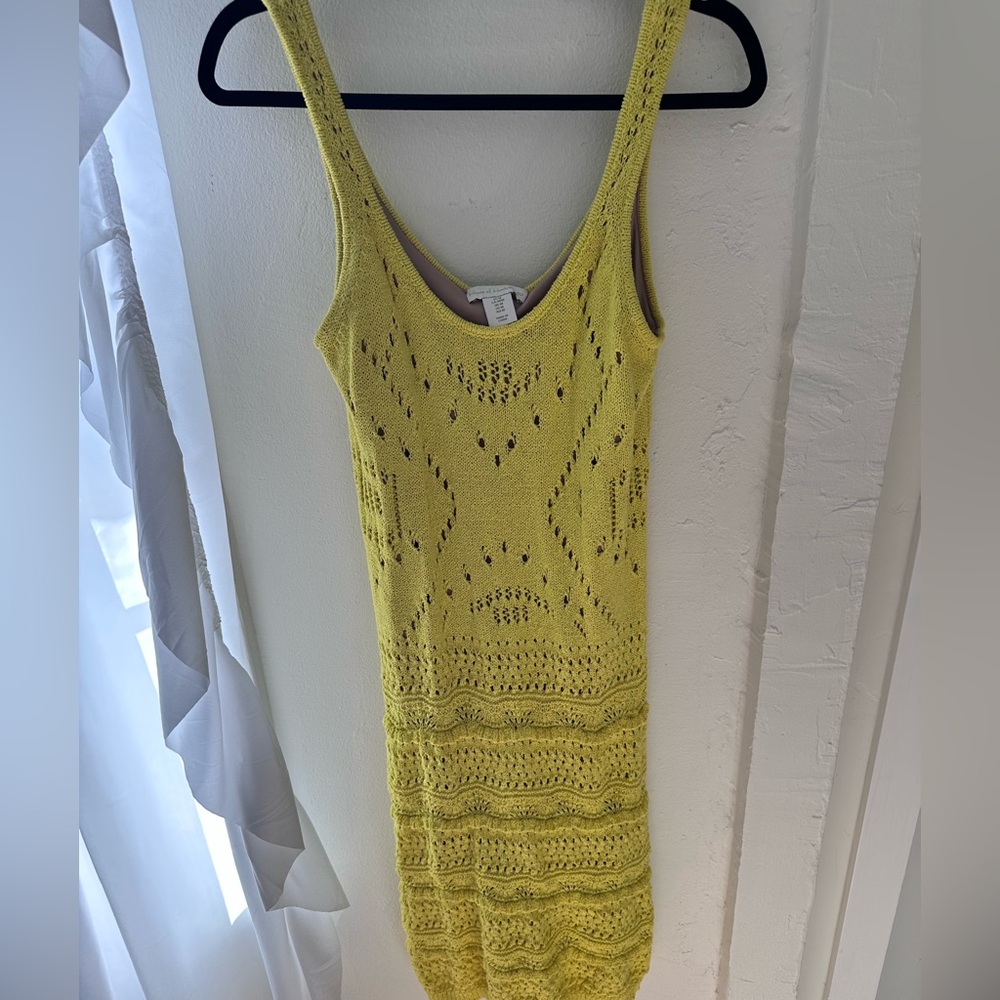 House of Harlow 1960 Yellow Crochet Midi Dress Size Medium